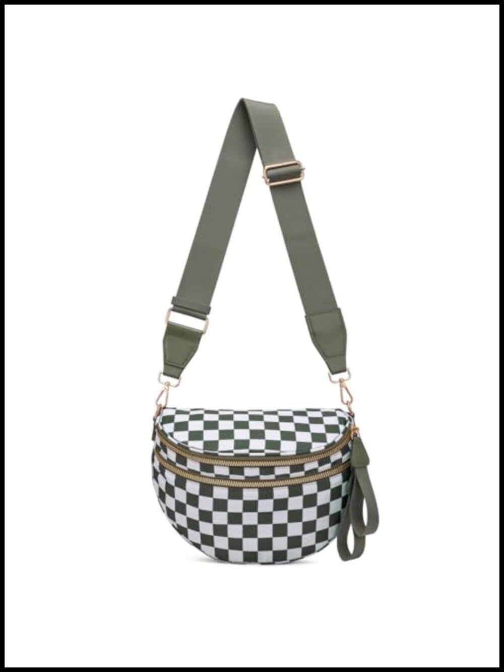 Nylon Checkered Crossbody Bum Bag Spacious Travel Fanny Pack Adjustable Strap